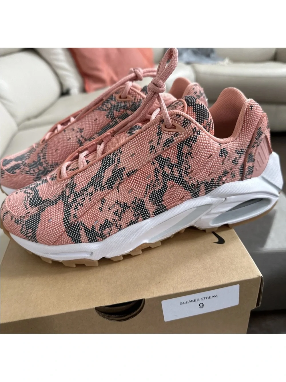 Women’s sz 10.5 Nike Orange Marble-Pattern Sneakers #Hot Step #Air Terra/Nocta